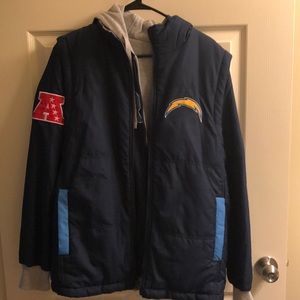 LA Chargers reversible zip-up sweatshirt and vest